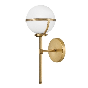 Wandleuchten & Wandlampen von Elstead Hollis 1 leichte Wandleuchte - Heritage Brass, Stahl, Opalglas HK-HOLLIS1-O-HB-BATH