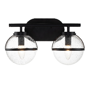 Wandleuchten & Wandlampen von Elstead Hollis 2 Light Wandleuchte - Schwarz, Stahl, klares gesätes Glas HK-HOLLIS2-C-BK-BATH