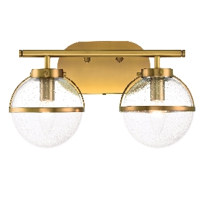 Wandleuchten & Wandlampen von Elstead Hollis 2 Light Wandleuchte - Heritage Brass, Stahl, klares gesätes Glas HK-HOLLIS2-C-HB-BATH