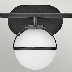 Wandleuchten & Wandlampen von Elstead Hollis 3 Light Wandleuchte - Schwarz, Stahl, Opalglas HK-HOLLIS3-O-BK-BATH
