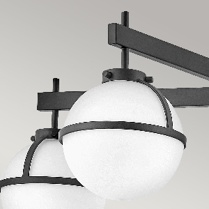 Hängeleuchte, Pendelleuchten & Hängelampen von Elstead Hollis 5 Light Semi-Flush - Schwarz, Stahl, Opalglas HK-HOLLIS-5-O-BK