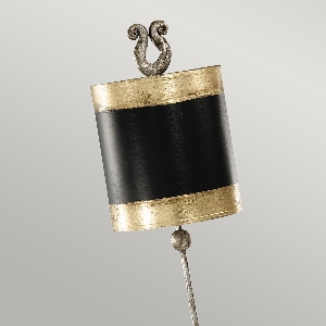 Elstead Phoenician Tischlampe - Schwarz, Gold & Blattsilber mit Schirm aus schwarzem und goldenem Blatt FB-PHOENICIAN-TL