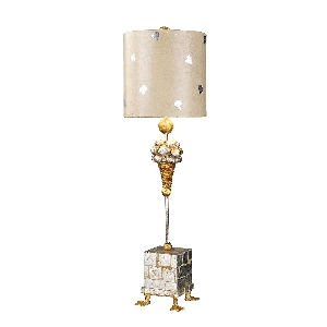 Elstead Pompadour X  Tischlampe - Creme und Blattsilber mit Kreuzen aus lackierter Creme mit Blattsilber Schirm FB-POMPADOURX-TL