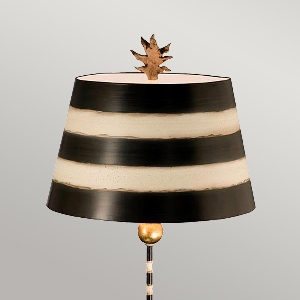Elstead South Beach Tischlampe - Schwarz, Kitt & Blattgold mit schwarz und creme gestreiftem Schirm FB-SOUTHBEACH-TL