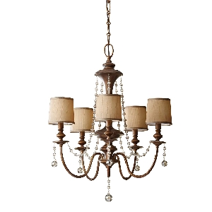 Hängeleuchte, Pendelleuchten & Hängelampen von Elstead Clarissa 5 Kronleuchter - Firenze Gold FE-CLARISSA5
