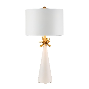Elstead Neo 1 Tischleuchte - Weiß und Gold mit weißem Schirm FB-NEO-TL-FR-WHT