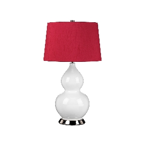 Elstead Isla 1 Light Tischleuchte - Nickel poliert, weiß, rot mit rotem Beetroot-Schirm ISLA-PN-TL-RED