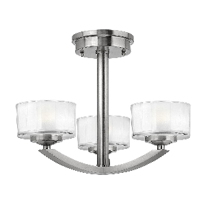 Meridian 3 Light Semi-Flush - Brushed Nickel von Elstead