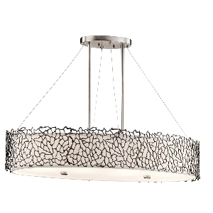 Hängeleuchte, Pendelleuchten & Hängelampen von Elstead Silver Coral 4 leichte ovale Inselleuchte - Klassisches Zinn KL-SILVER-CORAL-ISLE