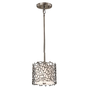 Silberkoralle 1 leichte Mini-Hängeleuchte - Klassisches Zinn von Elstead