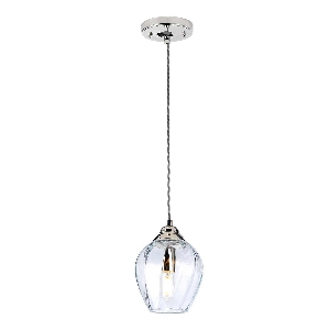 Elstead Tiber 1 Light Pendelleuchte - Nickel poliert/klares Glas TIBER-P-CLEAR
