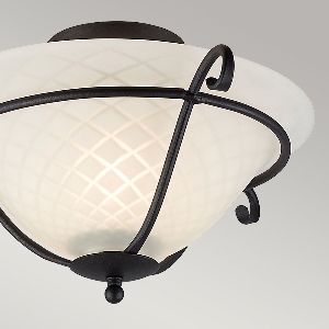 Elstead Torchiere 1 Licht bündig - Schwarz/ Opal geätztes Glas TCH-F-BLACK
