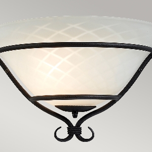 Elstead Torchiere 1 leichte Wandleuchte - Schwarz mit geätztem Opalglas TCH-WU-BLACK