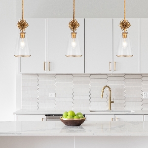 Elstead Hängeleuchte, Pendelleuchten & Hängelampen von Elstead Staring 1 lt Anhänger - Distressed Gold STARING-MP-DG-CLEAR