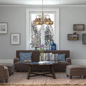 Hängeleuchte, Pendelleuchten & Hängelampen von Elstead Congress 4 Light Kronleuchter - Gebürstetes Karamell HK-CONGRESS4-C-BC