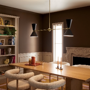 Hängeleuchte, Pendelleuchten & Hängelampen von Elstead Phix 4 Licht 2 Arm auf und ab linear Kronleuchter - Champagner Bronze, Schwarz KL-PHIX-2-LINEAR-CBB