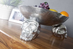 Serie SKULL VON CASA ELITE von Casa Élite von Casa Élite Obstschale SKULL 35cm Aluminium silber 22917