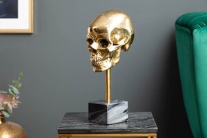Serie SKULL VON CASA ELITE von Casa Élite von Casa Élite Skulptur SKULL gold mit Marmorsockel 40908