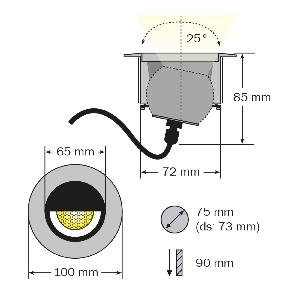dot-spot von dot-spot LED Einbaustrahler, reduzierte Blendung, Innenseite geschwärzt, mit Wabenblendschutz, dimmbar 30711.099.25.33