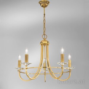 Serie IMPERIAL VON ALLE von Alle von KOLARZ-Austrolux Leuchten Luster IMPERIAL, Englisch Messing D 62 cm,  min. Höhe 69 cm, max. Höhe 114 cm, 5 flg., E14, 60 W 330.85.8C