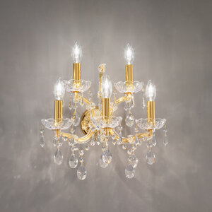 KOLARZ-Austrolux Leuchten Artikel von KOLARZ-Austrolux Leuchten Wandleuchte SCHÖNBRUNN, KOLARZ Pure, Gold 24K Breite 40 cm, max. Höhe 37 cm, Ausladung 33 cm, 5 flg., E14, 40 W 3844.63+2.3.SpT