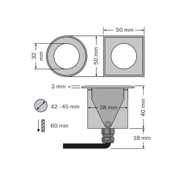 brilliance-mini LED recessed spotlight, square der Firma dot-spot