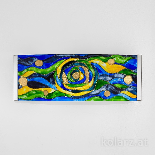 Wall light EMOZIONE, Gold 24K, Aqua Blue width 40 cm, height 20 cm, projection 10 cm, 2-light, G9, 25 W der Firma KOLARZ-Austrolux Leuchten