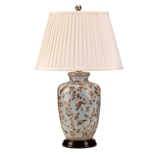 Gold Birds 1 Light Tischlampe - Hellblau und Gold der Firma Elstead