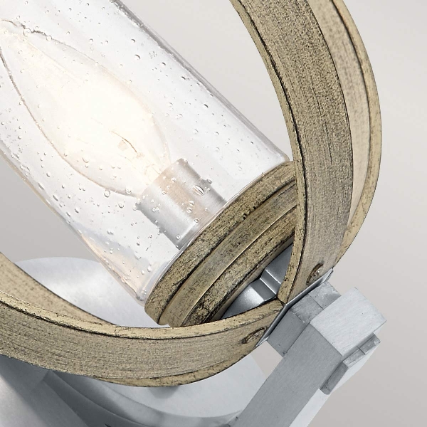 Grand Bank 1 leichte Wandleuchte für den Außenbereich - Distressed Antique Grey & Gebürstetes Aluminium der Firma Elstead