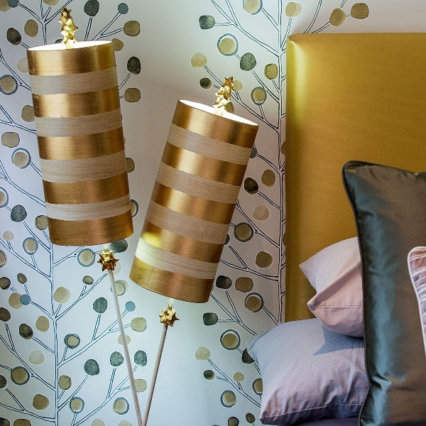 Nessel Luxe Tischlampe - Blattgold und Taupe der Firma Elstead