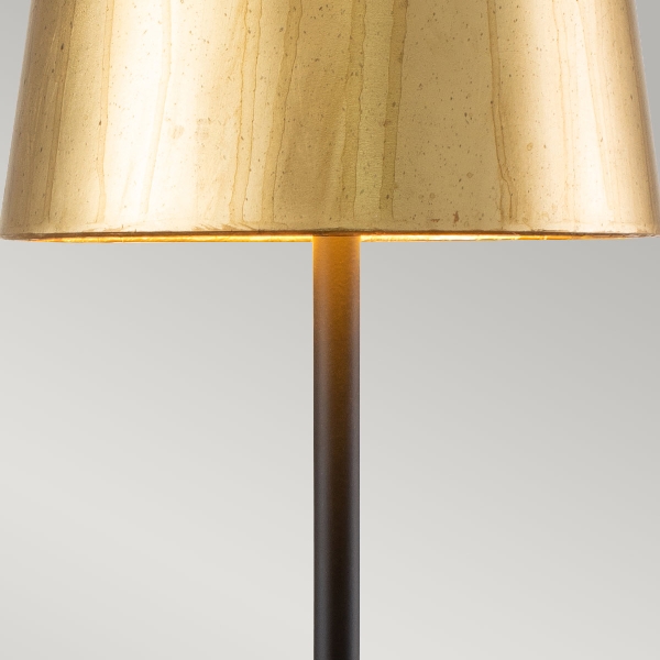 Noma Luxe Table Lamp - Gold, Schwarz und Blattsilber mit glasiertem Blattgold-Schirm der Firma Elstead