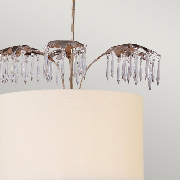 Antoinette 5 Light Pendant - Cream Patina, Gold & Silver Leaf der Firma Elstead