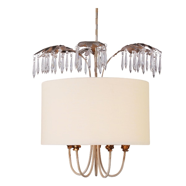 Antoinette 5 Light Pendant - Cream Patina, Gold & Silver Leaf der Firma Elstead