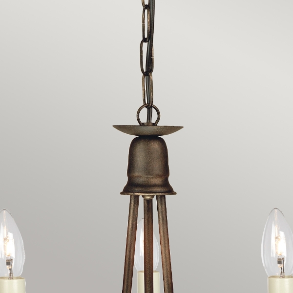 Minster 3 Light Chandelier - Black/ Gold Patina der Firma Elstead