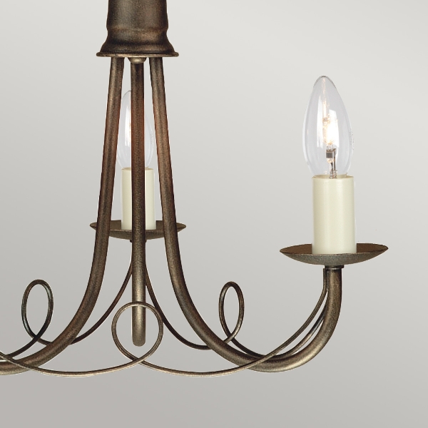 Minster 3 Light Chandelier - Black/ Gold Patina der Firma Elstead