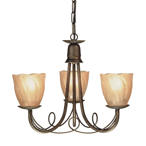 Minster 3 Light Chandelier - Black/ Gold Patina der Firma Elstead