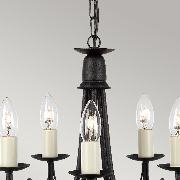 Minster 5 Light Chandelier - Black der Firma Elstead