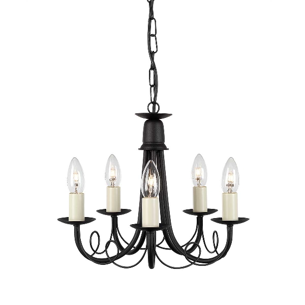 Minster 5 Light Chandelier - Black der Firma Elstead