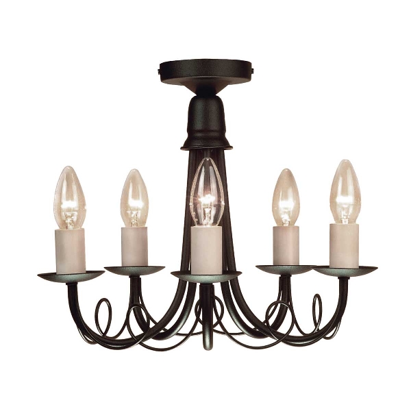 Minster 5 Light Chandelier - Black der Firma Elstead