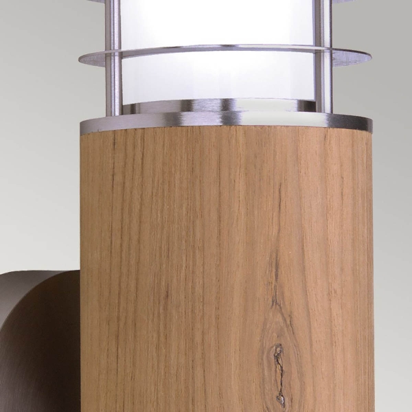 Poole 1 leichte Wandleuchte - Teak und Edelstahl der Firma Elstead