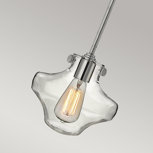 Congress 1 leichte Pendelleuchte aus klarem, abgestuftem Glas - Chrom der Firma Elstead