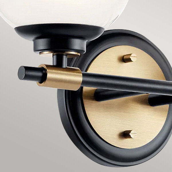 Benno 2 lt Wandleuchte - Schwarz & Champagner Bronze der Firma Elstead