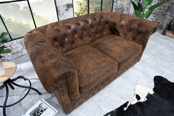 Sofa CHESTERFIELD 2-Sitzer Antik-Look braun der Firma Casa Élite