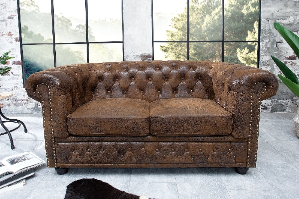Sofa CHESTERFIELD 2-Sitzer Antik-Look braun der Firma Casa Élite