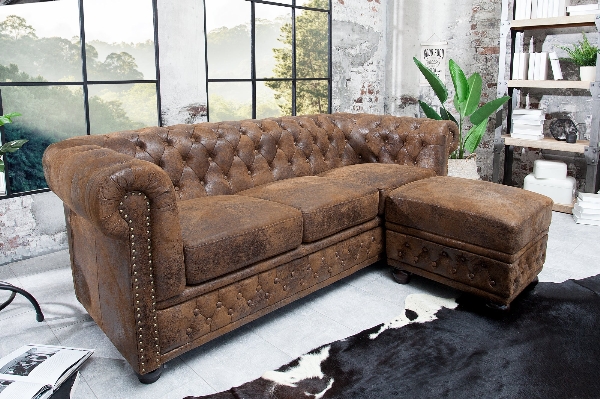 Sofa CHESTERFIELD 3-Sitzer antik braun der Firma Casa Élite
