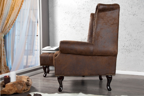 Ohrensessel CHESTERFIELD Antiklook braun der Firma Casa Élite