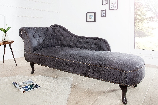 Recamiere CHESTERFIELD Antik-Look Mikrofaser grau der Firma Casa Élite