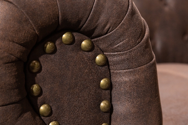 Sofa CHESTERFIELD 210cm 3-Sitzer Mikrofaser Vintage braun der Firma Casa Élite