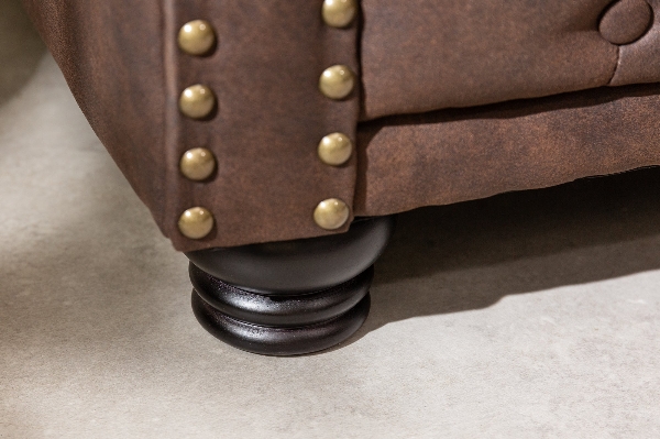 Sofa CHESTERFIELD 210cm 3-Sitzer Mikrofaser Vintage braun der Firma Casa Élite