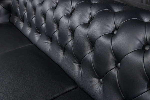 Sofa CHESTERFIELD 3-Sitzer aus Kunstleder in Antik-Optik schwarz der Firma Casa Élite